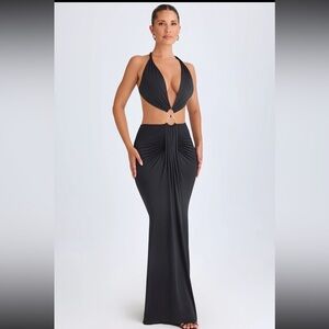 OH POLLY- NWT- MEDIUM- Hardware Detail Cut-Out Halterneck Maxi
Dress